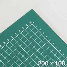 Tapis de découpe, XXL, 200 x 100 cm, auto-guérison, avec grille vert/vert