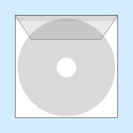 CD-Taschen für Mini-CD mit Klappe, selbstklebend, transparent 