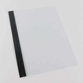 Einbanddeckel Folie A4, NOBLESS, Kartonleiste mit Aufschlag-Rille schwarz/transparent