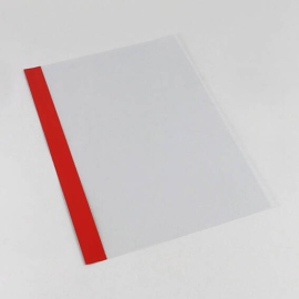 Einbanddeckel Folie A4, NOBLESS, Kartonleiste mit Aufschlag-Rille rot/transparent