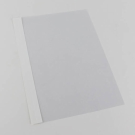 Einbanddeckel Folie A4, Kartonleiste Lederstruktur matt mit Aufschlag-Rille weiß/transparent
