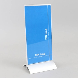 Présentoir en T avec pied en aluminium, DIN lang, format vertical, acrylique 