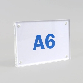 Présentoir de table format A6 horizontal en verre acrylique avec fermeture magnétique 