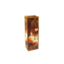 Flaschentasche mit Kerzen-Motiv, 12 x 35 x 10 cm, braun 