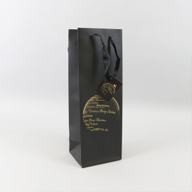 Poche cadeau bouteille aspect "Boules de Noël" , 12 x 35 x 10 cm, noire 