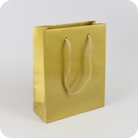 Pochette cadeau avec cordelette, 20 x 25 x 8 cm, or, brillant 