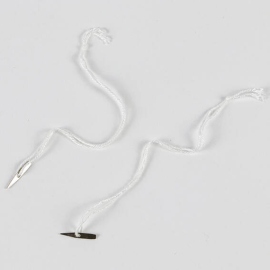 Boucles prêtes à l’emploi en fil de coton avec ferret métallique, env. 120/240 mm jusqu’au nœud, blanc 