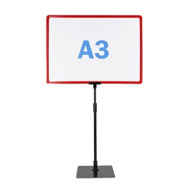 Cadre pour affiche avec pied et support (kit) A3 | rouge | surface d'appui: noir