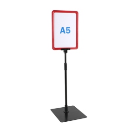 Cadre pour affiche avec pied et support (kit) A5 | rouge | surface d'appui: noir