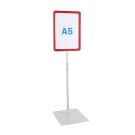 Cadre pour affiche avec pied et support (kit) A5 | rouge | surface d'appui: gris