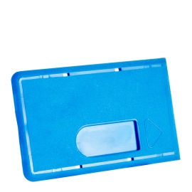 Étui carte bancaire plastique dur avec encoche pouce, bleu 