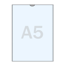 Pochette plastique non-perforée pour A5, ouverture petit côté, transparent 