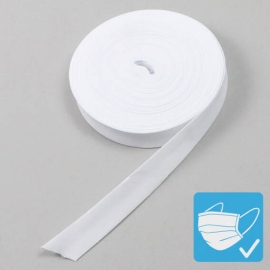 Bande de fixation de biais, polyester, 20 mm (rouleau de 25 m) blanc