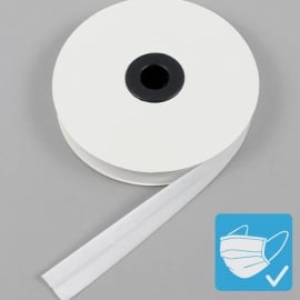 Schrägband, Baumwolle und Polyester, 20 mm (Rolle mit 25 m) weiß