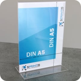 T-Aufsteller, für Inhalt DIN A5, Hochformat, transparent 