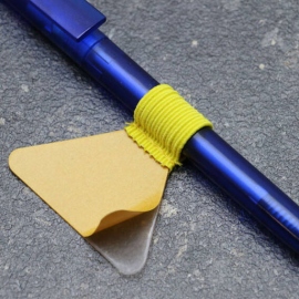 Porte-crayon, avec boucle élastique plat, auto-adhésif, jaune 