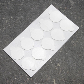Pastilles adhésives en acrylate pur double face, env. 1 mm d’épaisseur, adhérence forte/forte 25 mm | pour 100 unités dans un sachet à fermeture à pression
