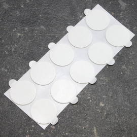 Pastilles adhésives en acrylate pur double face, env. 1 mm d’épaisseur, adhérence forte/forte 30 mm | pour 100 unités dans un sachet à fermeture à pression