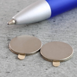 Scheibenmagnete aus Neodym, selbstklebend, 15 mm x 1 mm, N35 