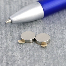 Scheibenmagnete aus Neodym, selbstklebend, 8 mm x 2 mm, N35 