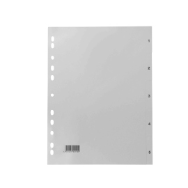 Intercalaires pour format A4, 5 eléménts (1-5), gris (1 lot) 