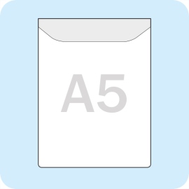 Pochettes rectangulaires pour format A5, ouverture petit côté, avec rabat 