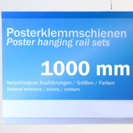 Posterschienen Kunststoff, zum Einschieben 1000 mm | transparent | 2 Aufhänger