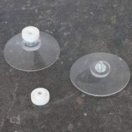 Saugnäpfe mit Rändelmutter 50 mm | M4, 6 mm lang | Rändelmutter aus weißem Kunststoff
