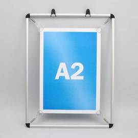 Cadre d’affichage avec tendeurs pour format A2, aluminium, argent 
