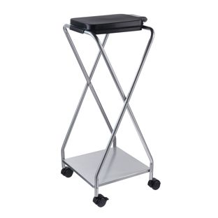 Support pour sacs poubelle 120 L avec couvercle, avec roulettes, 1 compartiment, acier 