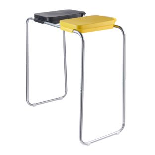 Müllsackständer mit Deckel, 120 L, Stahl 2 Fächer