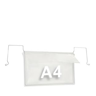 Drahtbügeltaschen für DIN A4, Breitseite offen, mit Klappe Großverpackung (zu 100)  