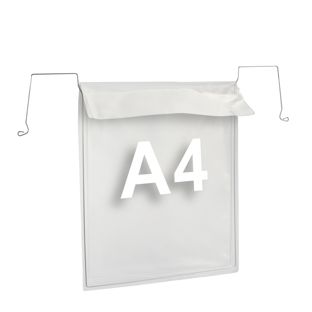 Drahtbügeltaschen A4, Schmalseite offen, Klappe 