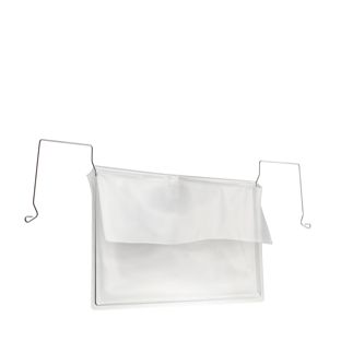 Drahtbügeltaschen A5, Breitseite offen, Klappe 