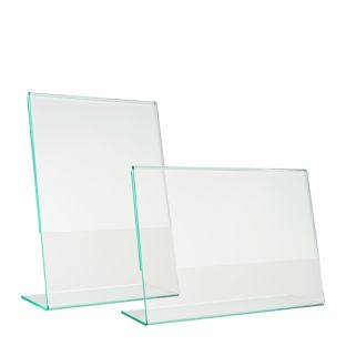 Présentoir en L à aspect verre, PMMA (acrylique), transparent 