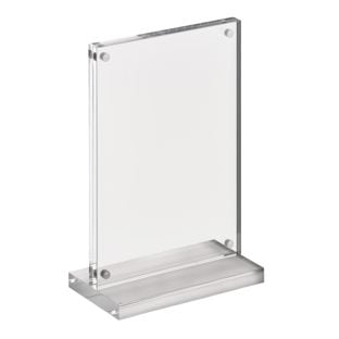 Présentoir de table magnétique en T avec base transparente mate 