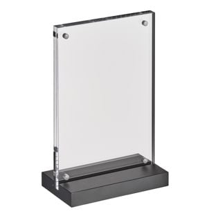 Présentoir de table magnétique en T avec base noire mate 
