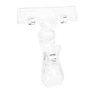 Clip porte-étiquette avec grande pince et porte-étiquette de prix, avec réglage angle, transparent 