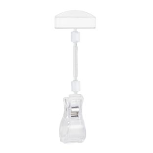 Clip avec porte-étiquette de prix et grande pince, 5 cm d'extension, transparent 