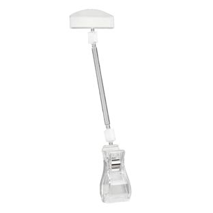Clip porte-étiquette avec grande pince et porte-prix, extension de 10 cm, transparent 