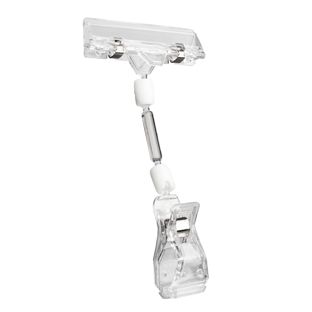 Sign-Clip mit großer Klammer und Schildhalter, 5 cm Verlängerung, transparent 5 cm Verlängerung