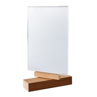 Tischaufsteller drehbar, mit Acryldisplay und Holzfuß A5