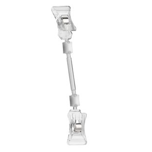 Pince porte-étiquette avec deux petites pinces, extension de 6 cm, transparent extension de 6 cm