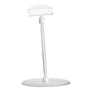 Pince porte-étiquette avec porte-étiquette de prix et base en forme d'assiette (Ø 90 mm), extension de 10 cm, transparent 