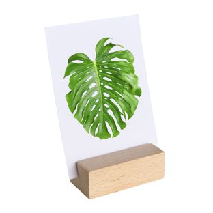 Kartenhalter aus Holz schräger Einsteckschlitz | Buche | 60 mm | natur
