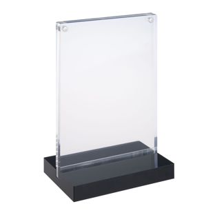 magnetischer T-Aufsteller mit schwarzem Sockel A6 - 105 x 148 mm  | Hochformat 