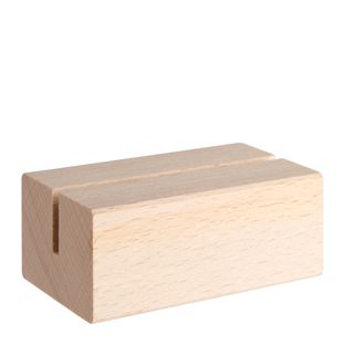 Kartenhalter aus Holz, Sockel für variables Stecksystem MODUL gerader Einsteckschlitz | 74 mm | Buchenholz