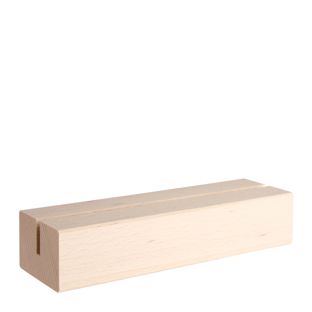 Kartenhalter aus Holz, Sockel für variables Stecksystem MODUL gerader Einsteckschlitz | 148 mm | Buchenholz