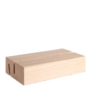 Kartenhalter aus Holz, Sockel für variables Stecksystem MODUL gerader und schräger Einsteckschlitz | 105 mm | Buchenholz