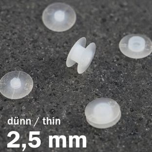 Druckösen Kunststoff, dünne Ausführung transparent | 10 mm | 2,5 mm